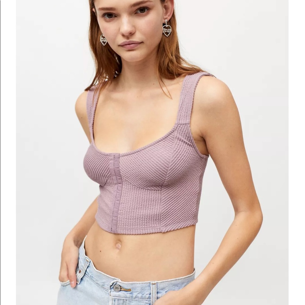 Purple Corset Top UO Estella Textured Tank Top